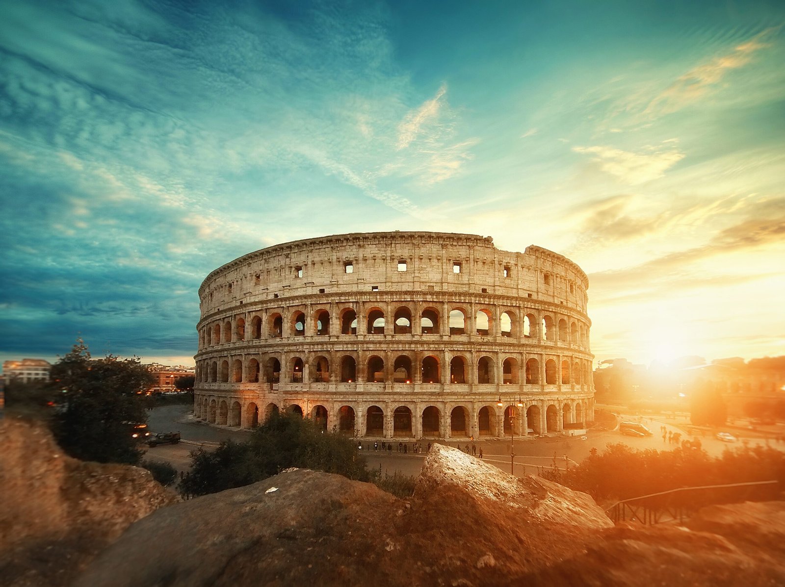 beautiful shot famous roman colosseum amphitheater breathtaking sky sunrise scaled 1