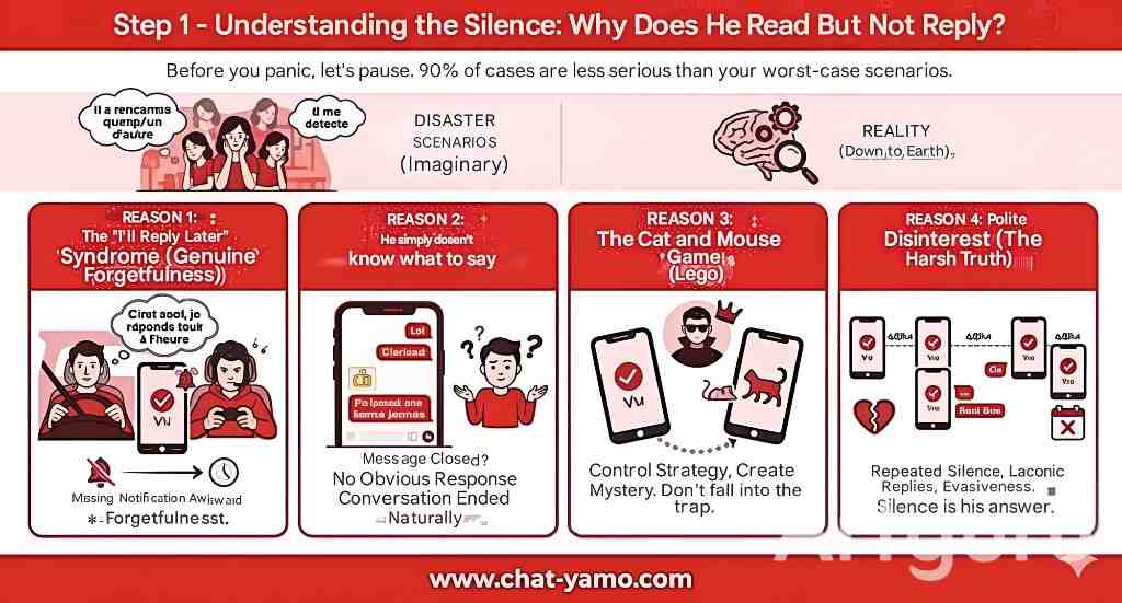 He reads but doesn't reply? The 3-step method to turn the situation around (without looking desperate) 1 cute message