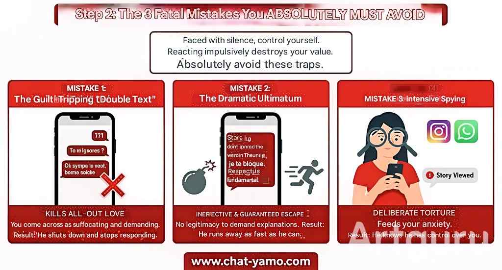 He reads but doesn't reply? The 3-step method to turn the situation around (without looking desperate) 2 3 fatal mistakes