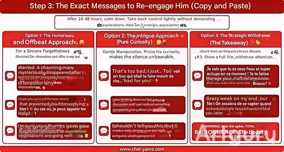 He reads but doesn't reply? The 3-step method to turn the situation around (without looking desperate) 3 exact messages
