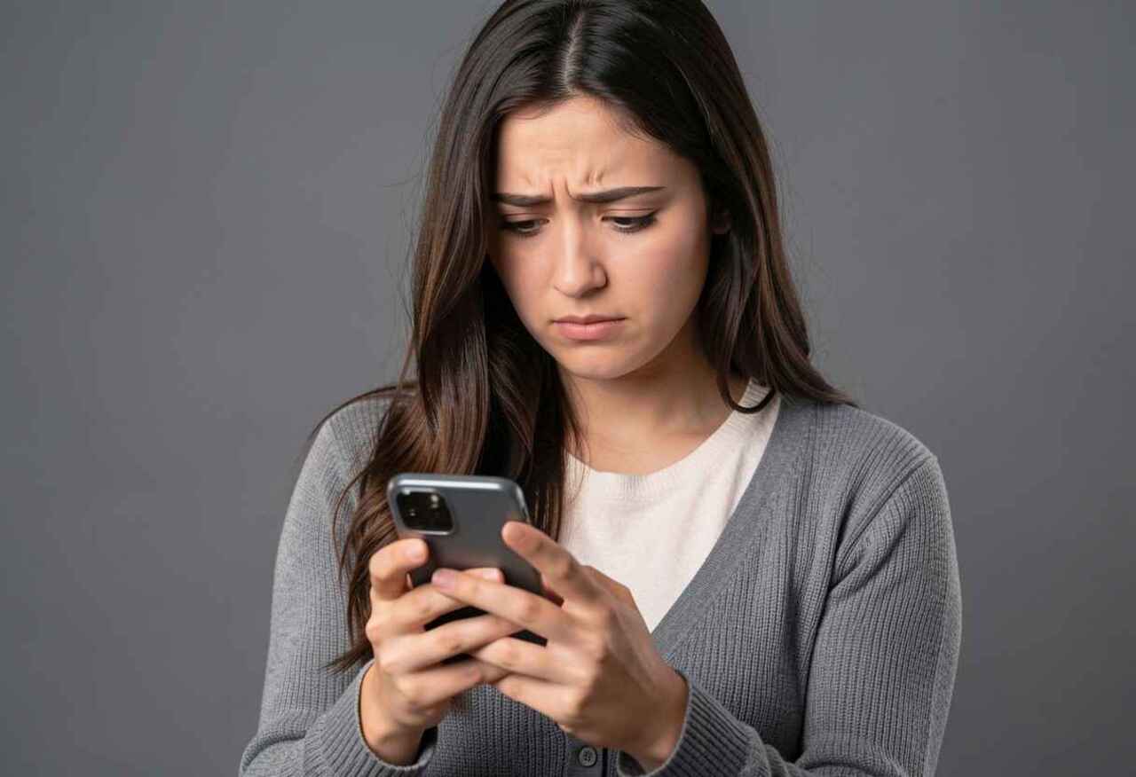 femme regardant les messages non lu